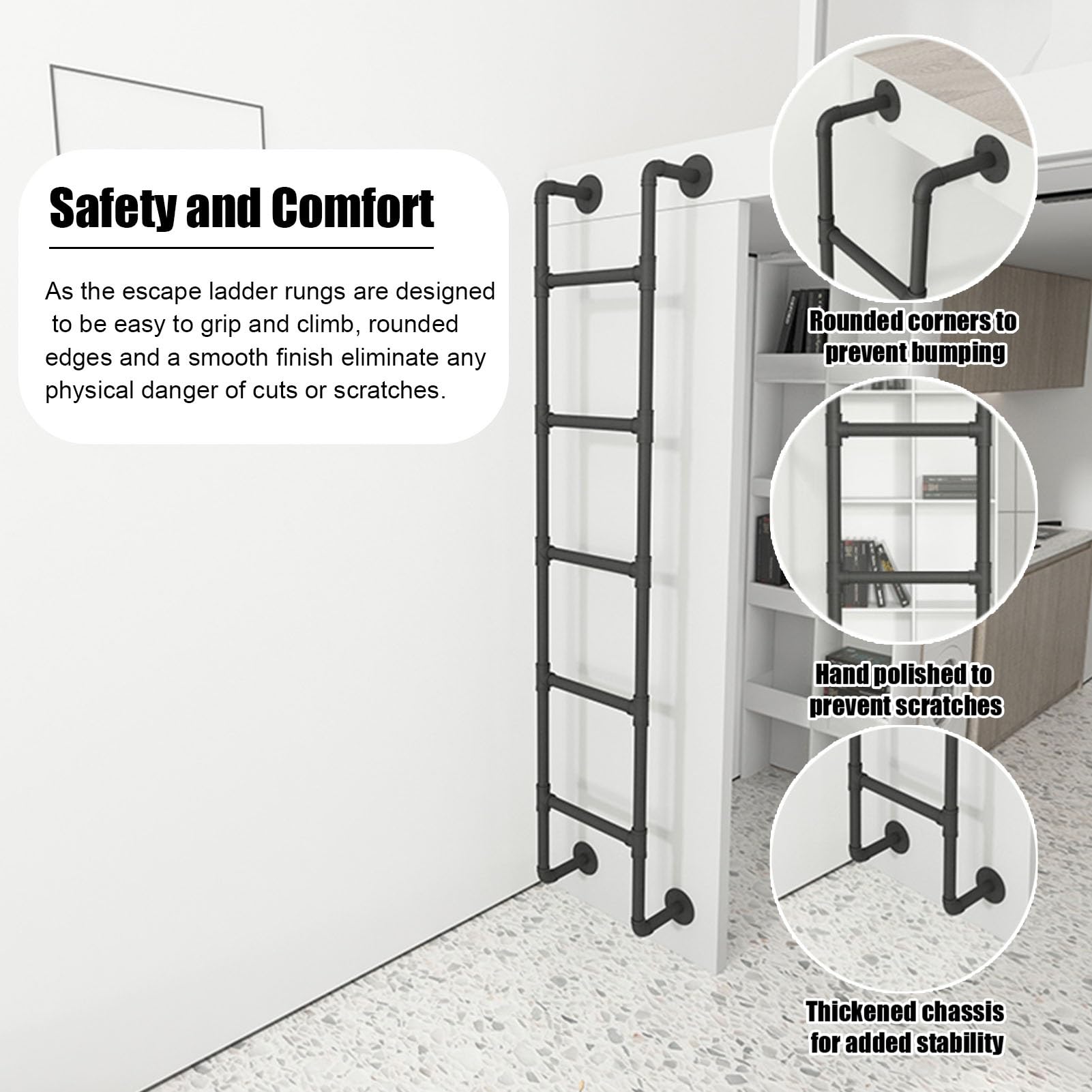 Escaleras para Áticos Escalera de Salida de Techo de Metal, Escalera de Ático de Escape de Emergencia para Colgar en La Pared Exterior con Accesorios, Escalera de Cama Impermeable a Prueba de Herrumbr