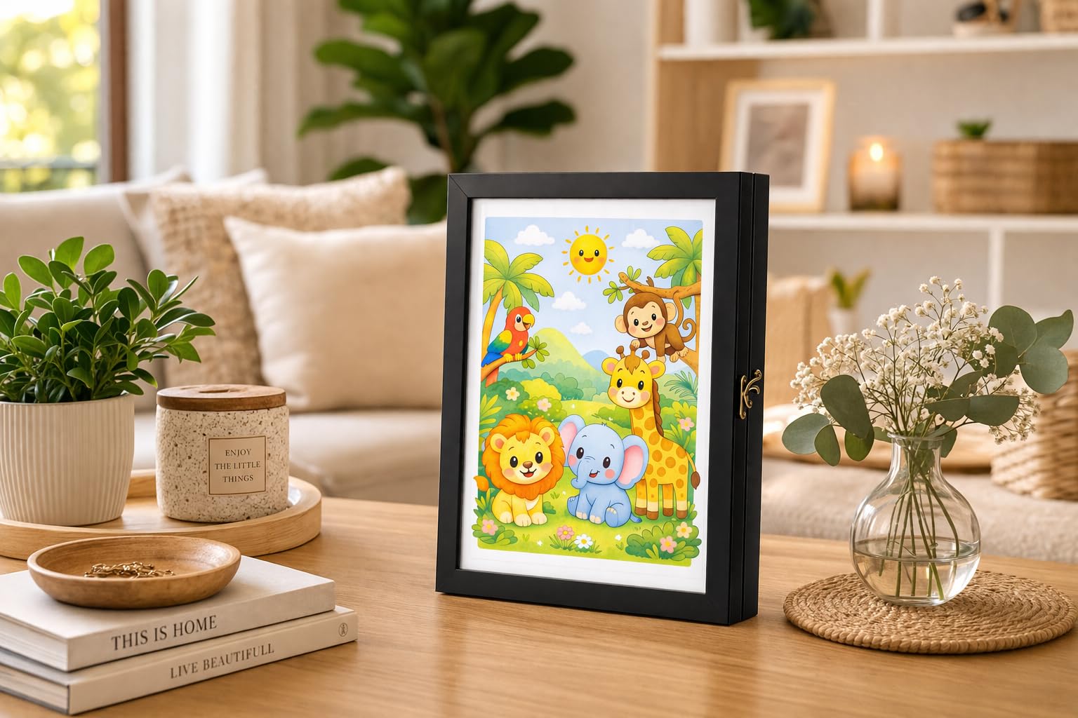 A4 Kids Artwork Storage Photo Frame for Paintings/Drawing/Artwork for walls Children Picture Frame & Easy Swappable Kids Art Frame, Mothers day Gift, (Black, Size 9.2x12.6 inch)-image-27