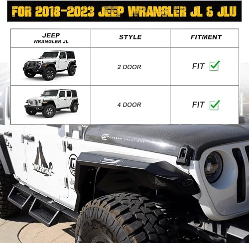 Miniatura 3 de Guardabarros delanteros para Jeep Wrangler JL y JLU Unlimited 2018, 2019, 2020, 2021, 2022, 2023, Wrangler JL y JLU Unlimited 2019, 2020, 2021,