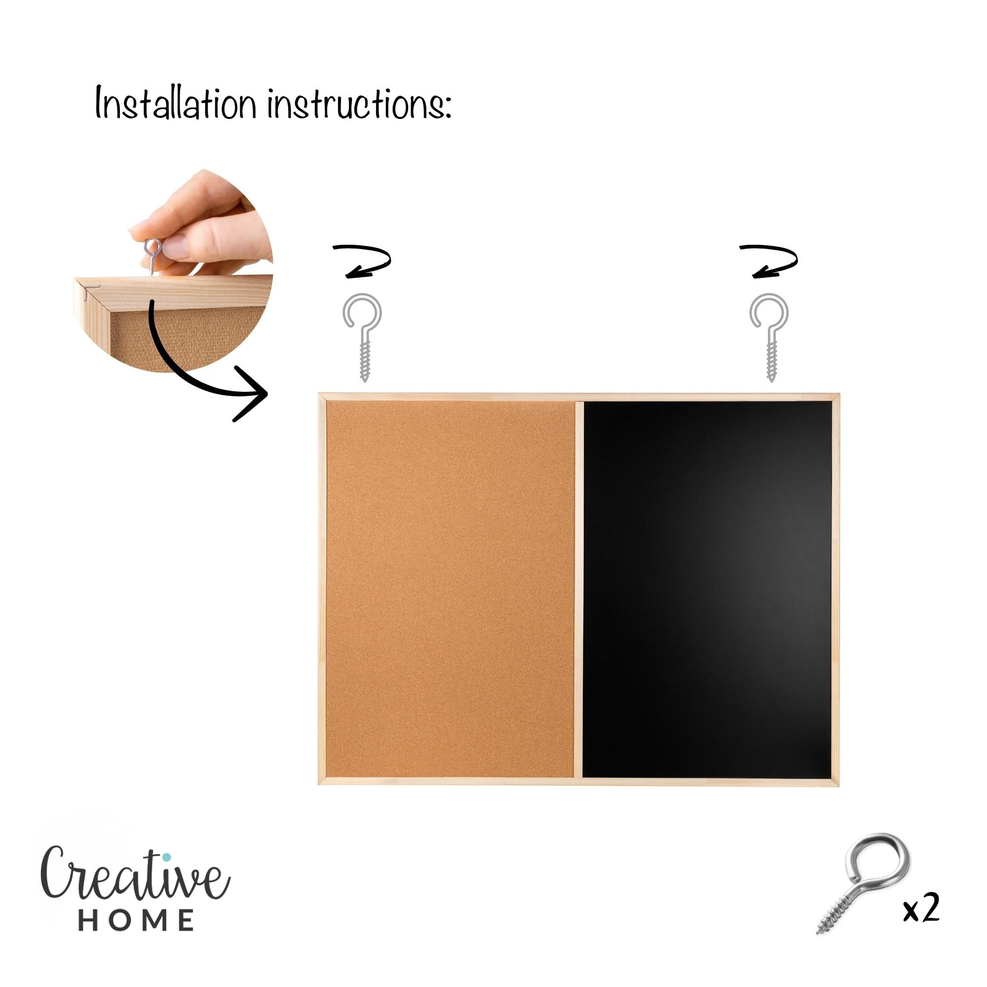 Creative Home 120 x 90 cm (+-3cm) Tablica Korkowa Informacyjna z Ramą | Sosnową | w Zestawie 5 Pinezek | Wyprodukowana w UE | Idealna do Biura, Szkoły, Pokoju Dziennego, Sypialni i Domu