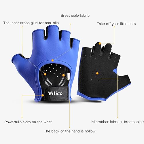 Miniatura 5 de Guantes de entrenamiento ligeros para mujeres y hombres, transpirables, con correa ajustable, guantes de gimnasio para entrenamiento, microfibra
