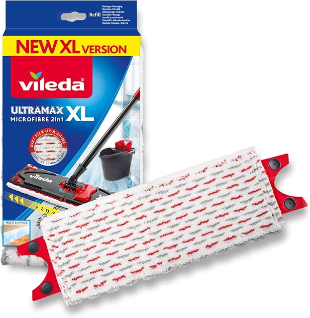 Vileda Ultramax Power Wkład do Mopa, Biały/Czerwony, XL