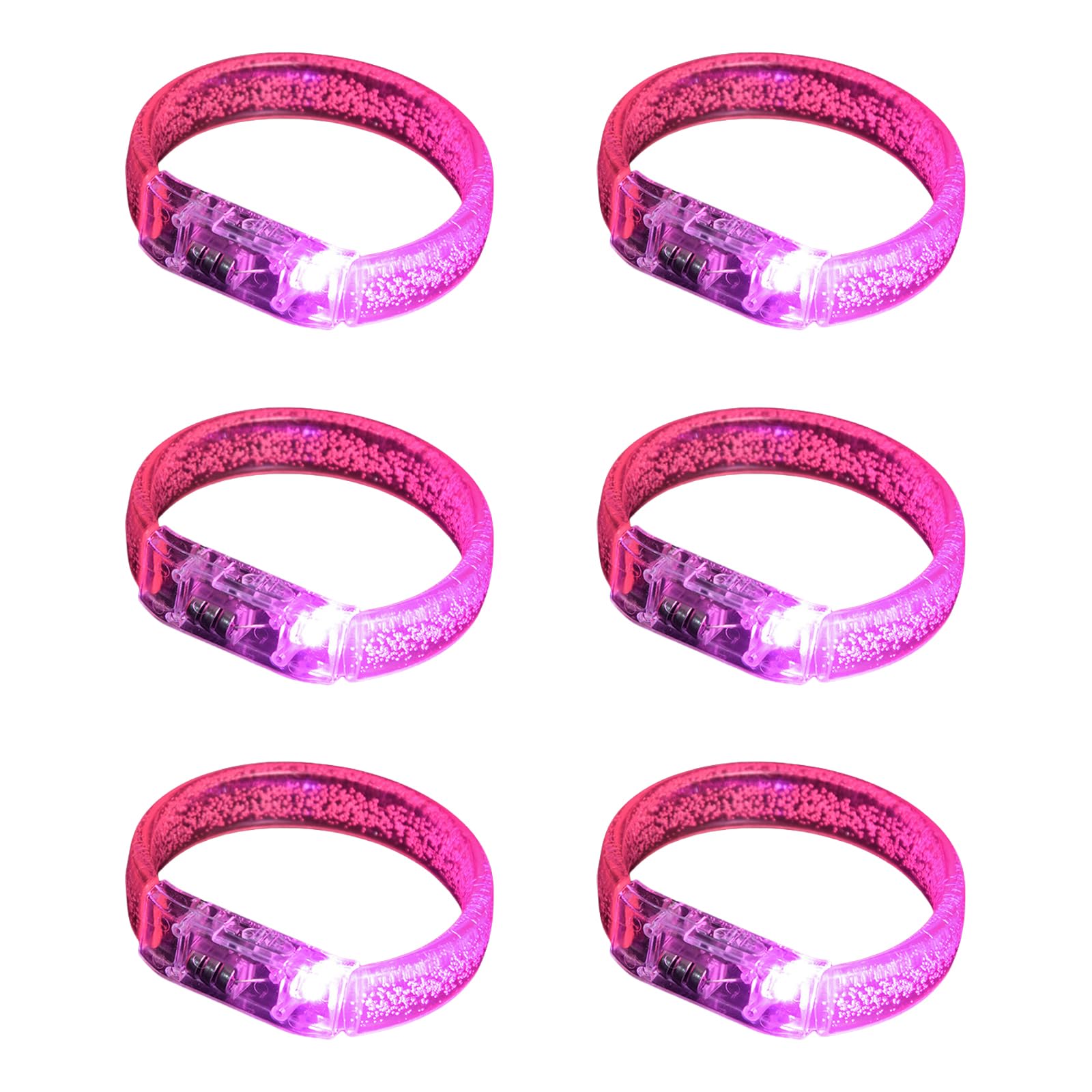 Jazuaiao Of 6 LED Light Bracelets Multicolors Wristbands for Concert and Festival Wear Wrist Accessories Party Supplies Acrylic Glow Bracelets