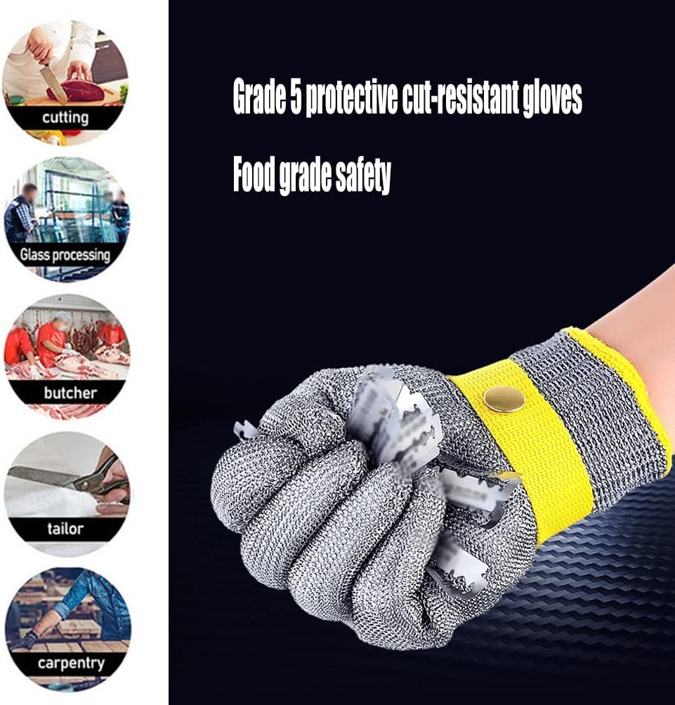 Cut Resistant Gloves, Kitchen Restaurant Slaughterhouse Safety Work Cut Resistant Gloves, Non-Slip and Easy to Clean (Size : 2PCS/XS)