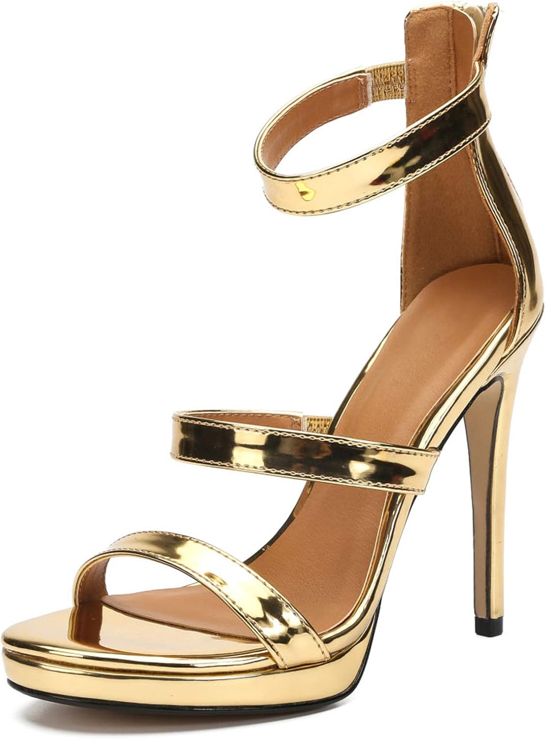 one strap gold heels