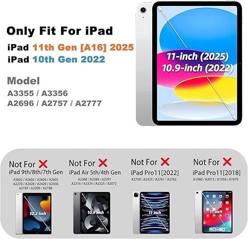 Miniatura 2 de BATYUE Funda para iPad (A16) de 1110 generación de 10.9 pulgadas 20252022, funda protectora resistente a prueba de golpes para niños y niñas con