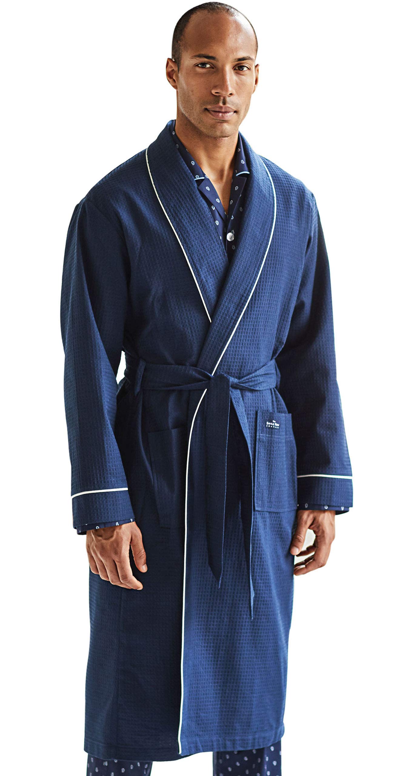 THE SAVILE ROW COMPANY LONDONMen's Lightweight Soft 100% Cotton Waffle Bathrobe Dressing GownOEKO-TEX STANDARD 100