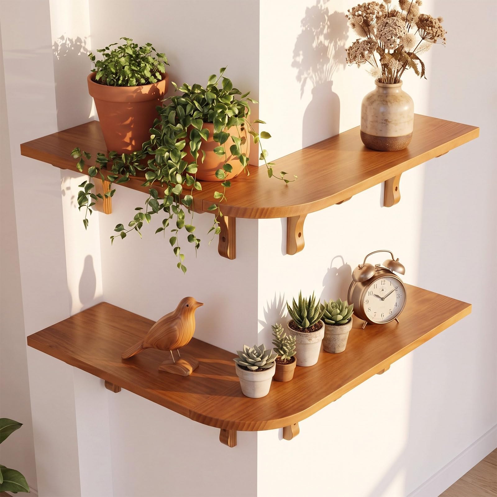 Photo 1 of Pinkunn 2 Set Wood Floating Corner Shelves