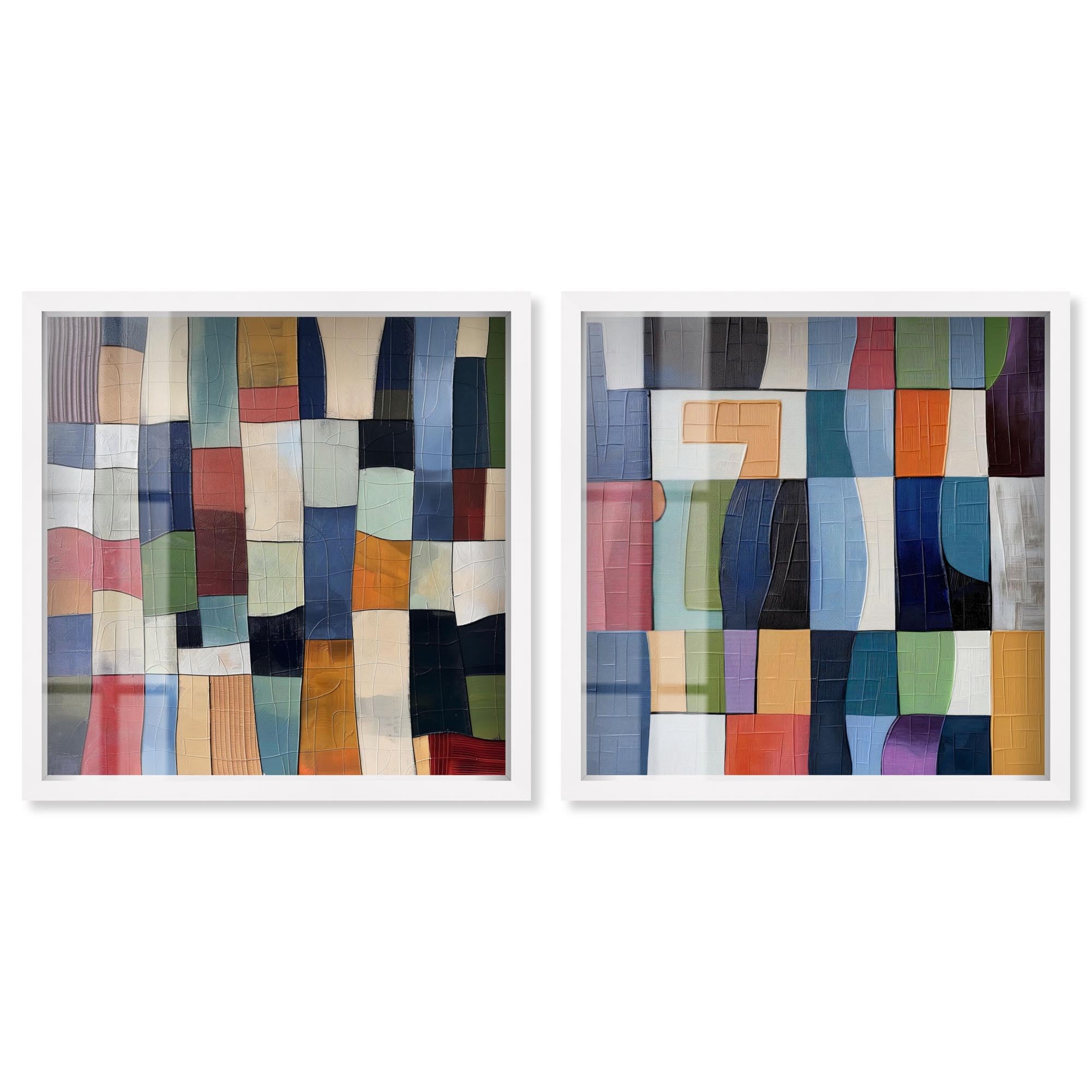 Points de couture colorblock Art Remedy : sublimez vos murs vides avec ce cadre blanc 50 cm