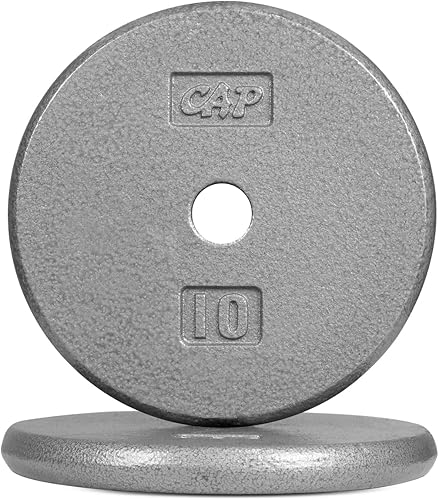 Miniatura 9 de CAPHAUS Placas de peso de hierro fundido sólido estándar de 1.0in con agujero central para manijas de mancuernas y mancuernas estándar en múltiples