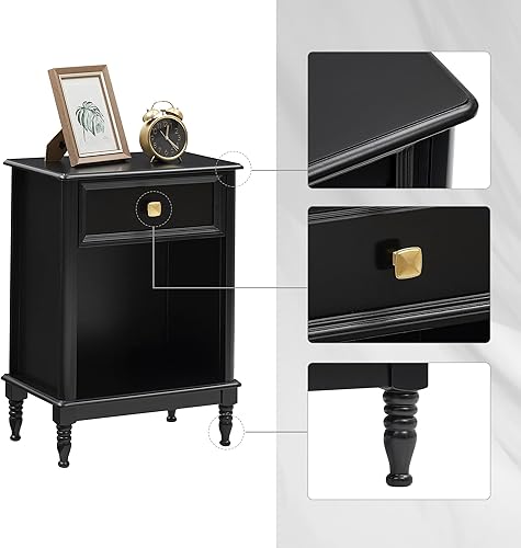 Miniatura 6 de GAOMON Juego de 2 mesitas de noche, mesa auxiliar para dormitorio, oficina, guardería, sala de estar, mesa auxiliar de madera con cajón de