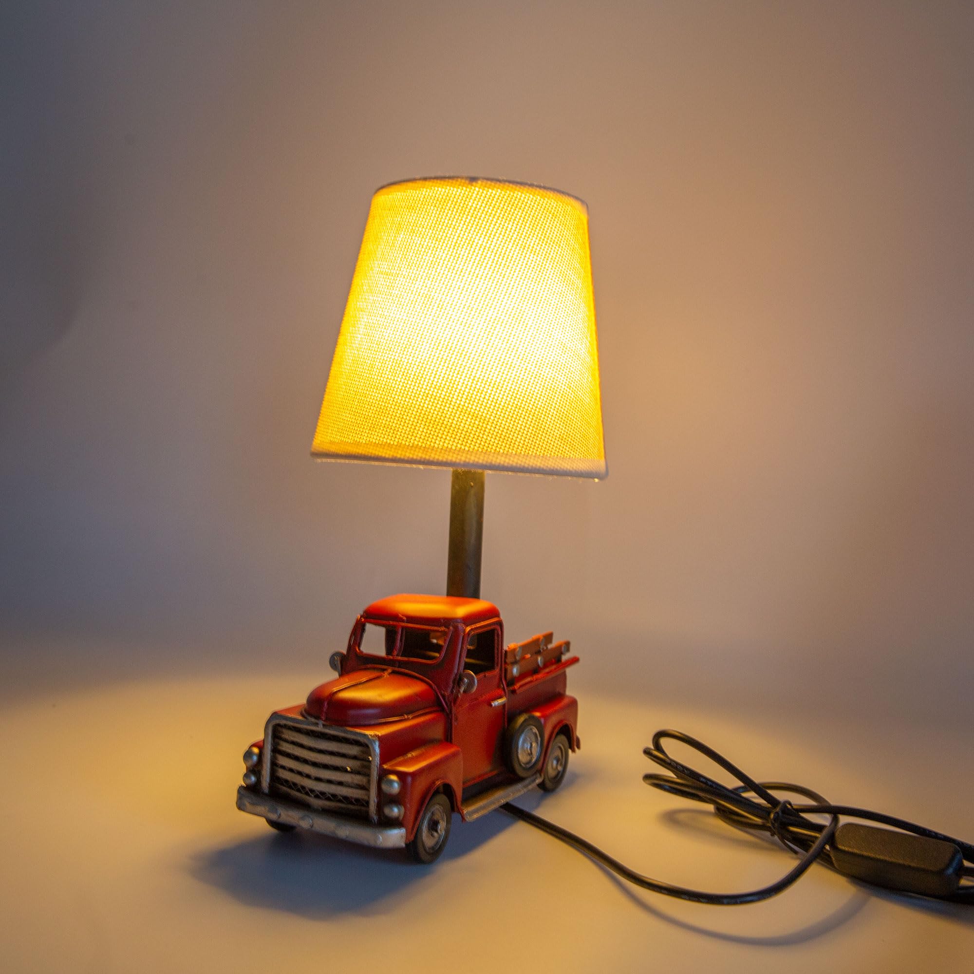 Berfutall-Decorative Rustic Red Vintage Truck USB Table Lamp 