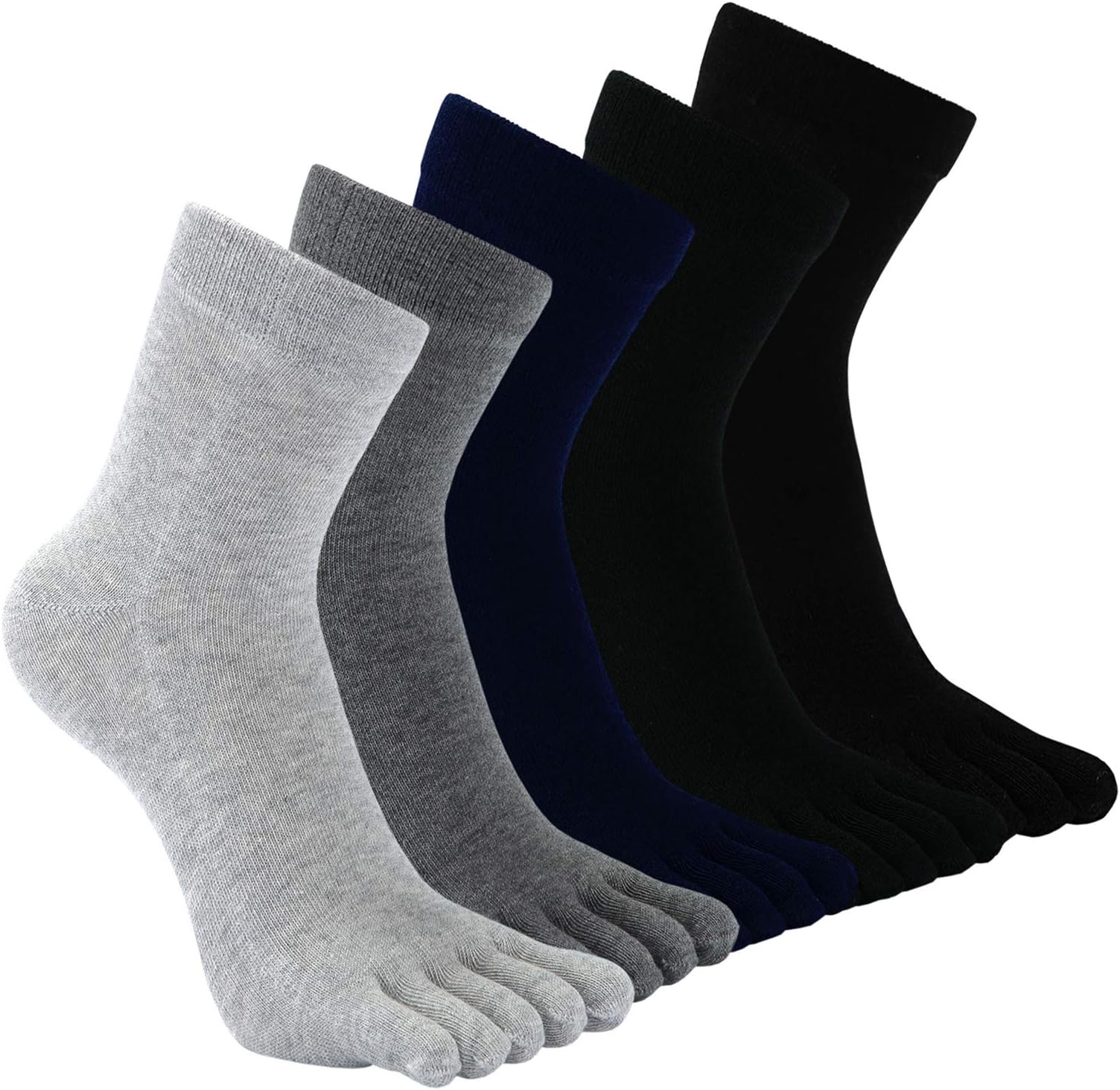 CaiDieNu Men's Toe Socks Cotton Running Five Finger Mini Crew Socks,UK 6-10/Eur 39-45