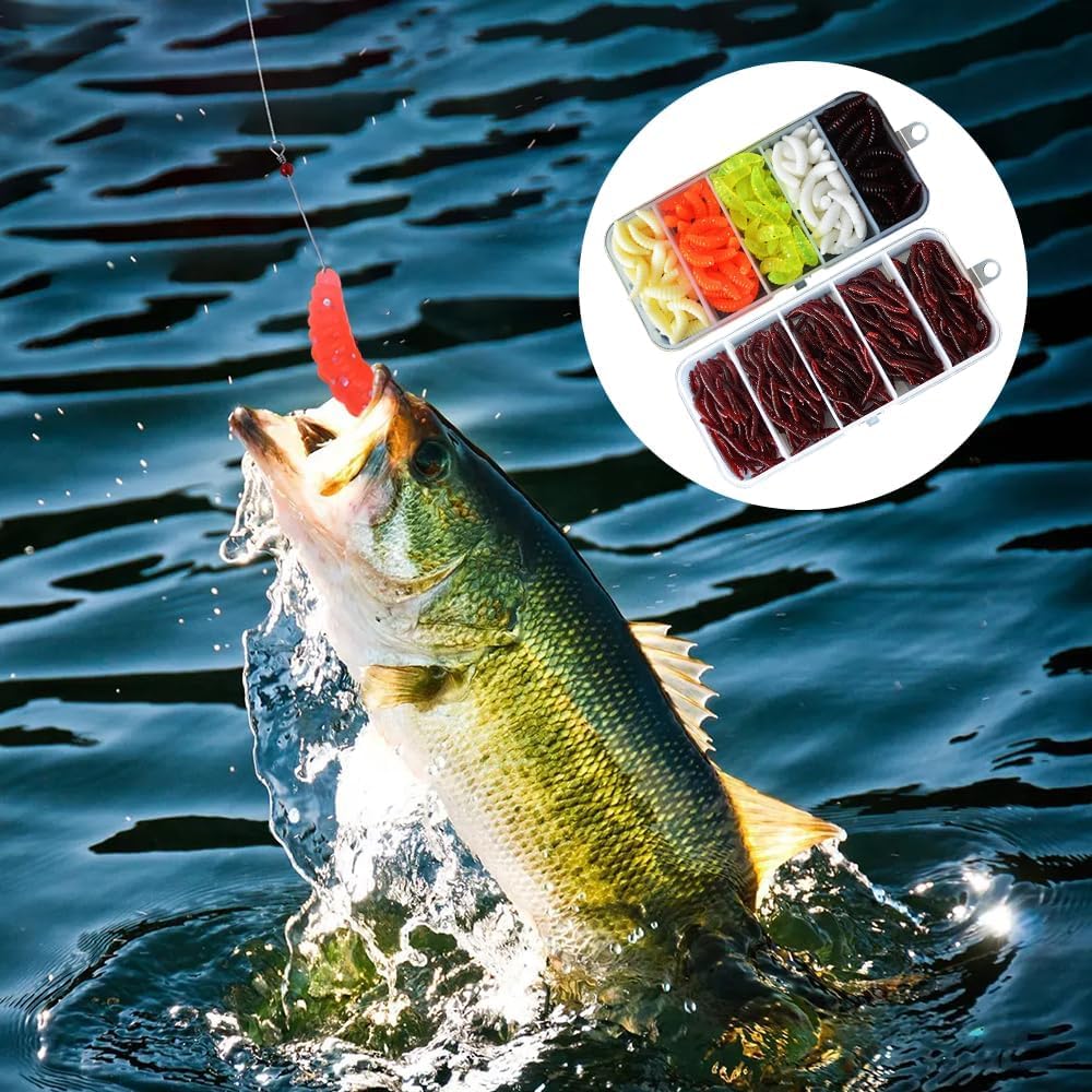 350 Stück Angelköder Set - Künstliche Würmer Für Forellen Und Zander In Praktischer Aufbewahrungsbox