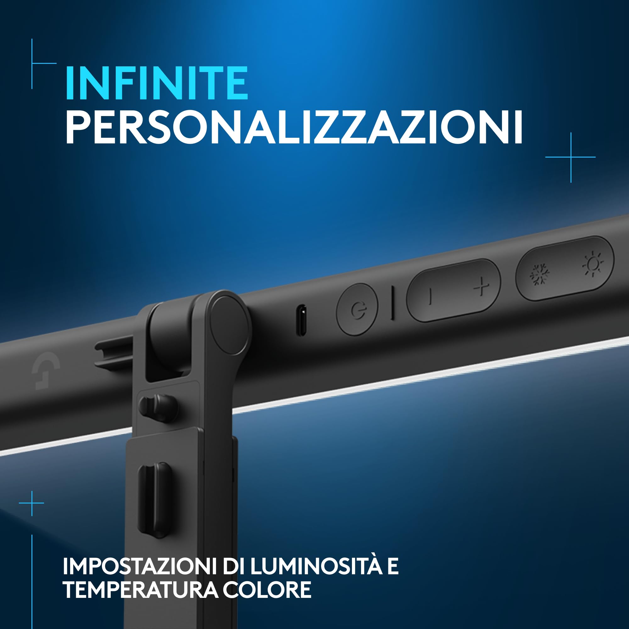 Logitech G Litra Beam Premium LED Gaming Key Light con TrueSoft, supporto da scrivania regolabile, impostazioni temperatura di colore/luminosità, controllo app desktop per PC/Mac - Grafite