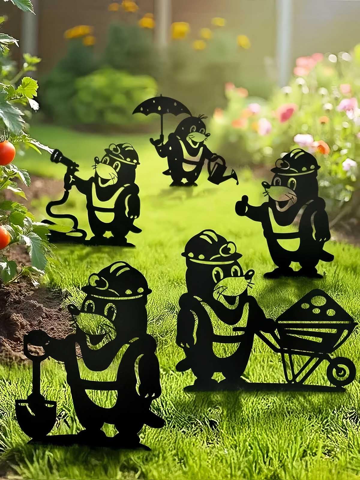 JGZTJXNK Mole Silhouette Garden Decoration, 5-Piece Set