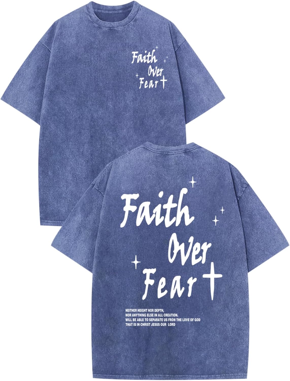 Christian Shirts for Men Faith Over Fear Acid Wash Tshirts Faith Religious Tees God Bible Verse Inspirational Tops