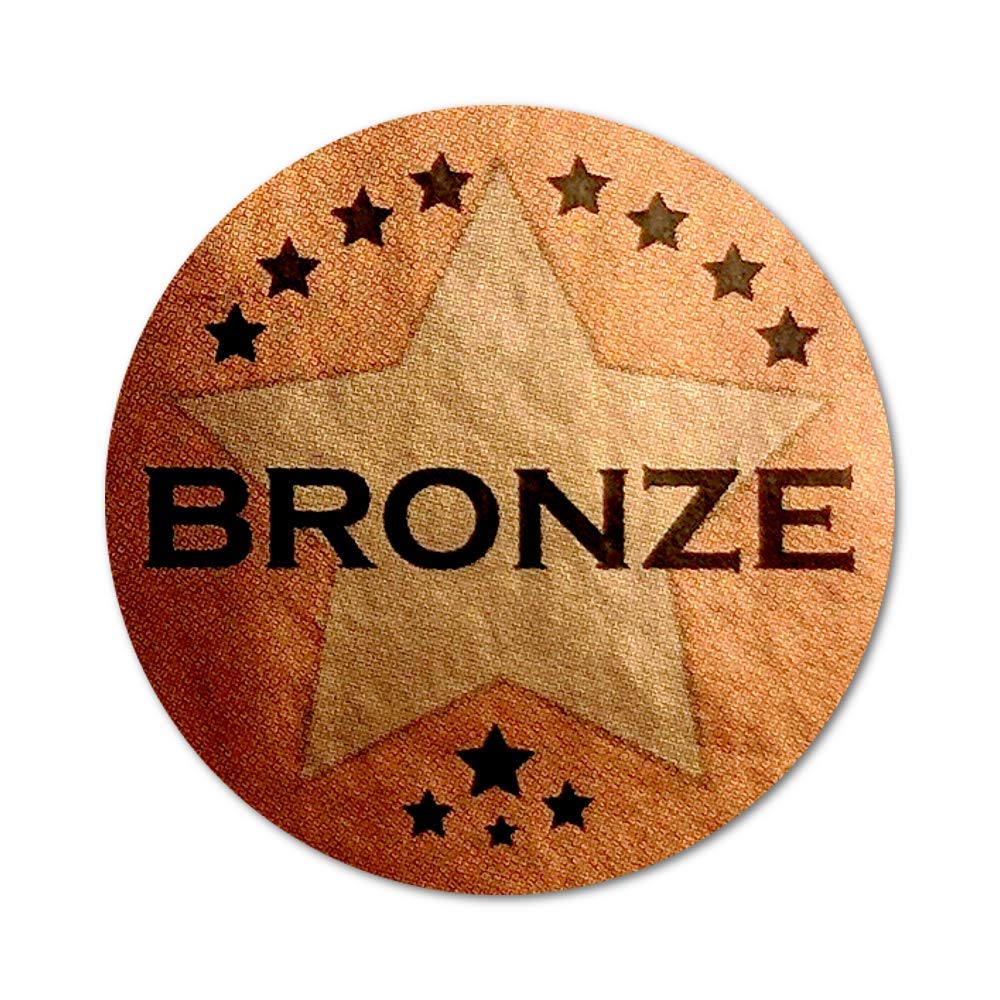 Bronze Stars - Metallic Bronze Foil Stickers (250 stickers)