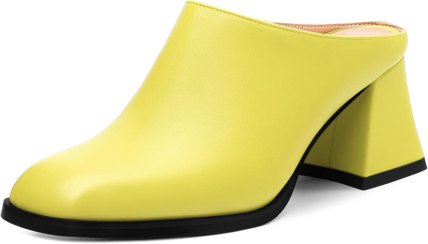 Women's Sandals, Square Closed Toe Mid Heels, Slip On Fashion Solid Matte Heeled Sandal for Daily Working Dating