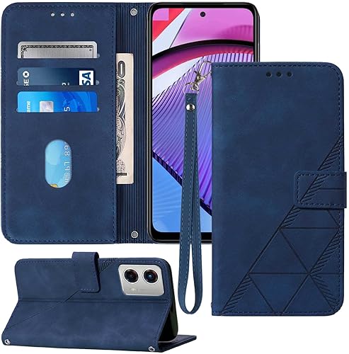 Funda diseñada para Moto G 5G 2023, función atril, correa de muñeca, ranuras para tarjetero, funda protectora interior de TPU para Moto G 5G 2023,