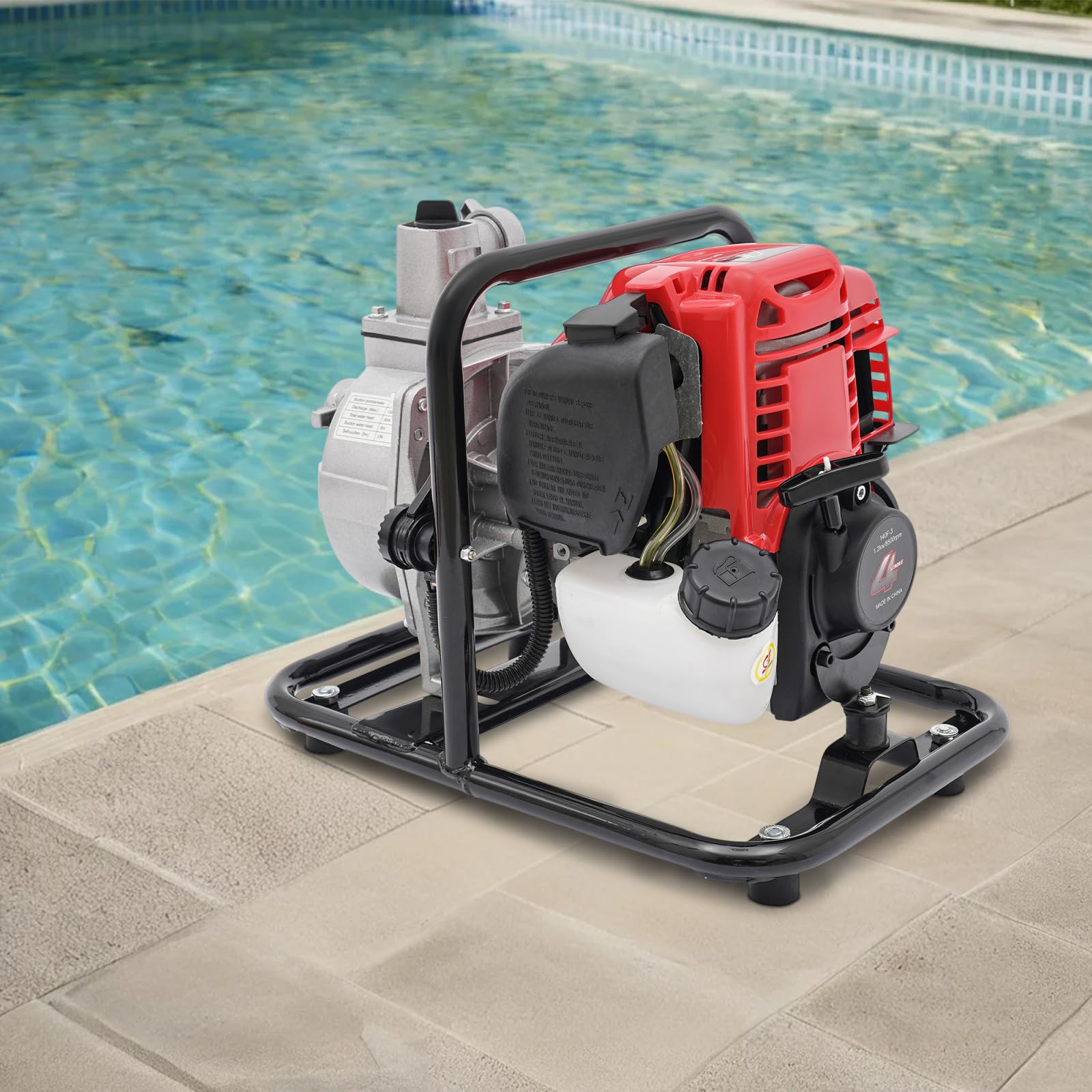 Bomba de agua de gasolina de 4 tiempos, 38 cc, 1,2 kW