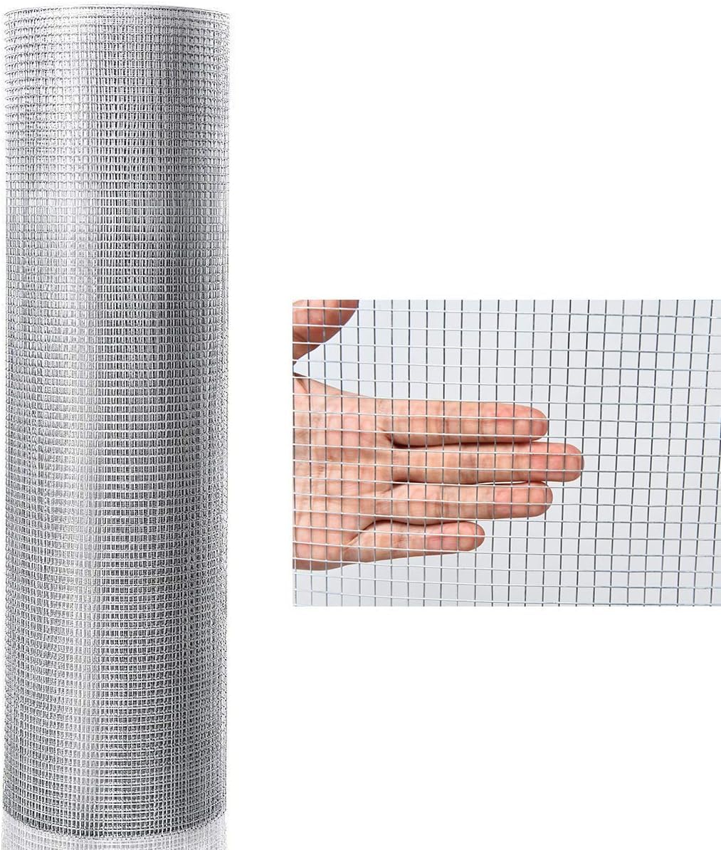 FANTASK Siatka druciana o drobnych oczkach, 15 m x 1,2 m, szerokość oczek 7 mm, ogrodzenie z drutu ocynkowanego, kratka na norniki do wysokich grządek w ogrodzie