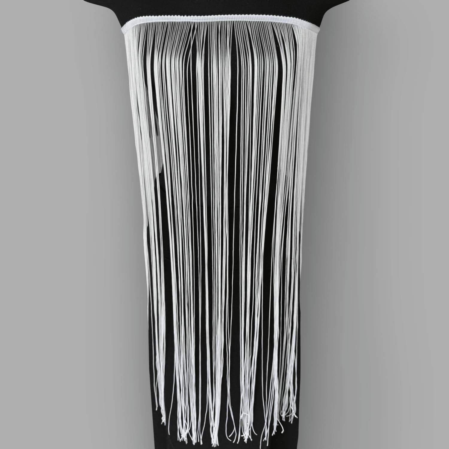 TopTrimming 32" Long Chainette Fabric Fringe Trim in White – Elegant and Versatile Decorative Trim - Sold by The Yard