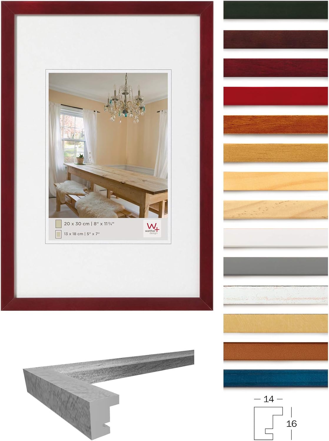 Walther Design Picture Frame Grey 13 x 13 cm Peppers Wooden Frame BP313D