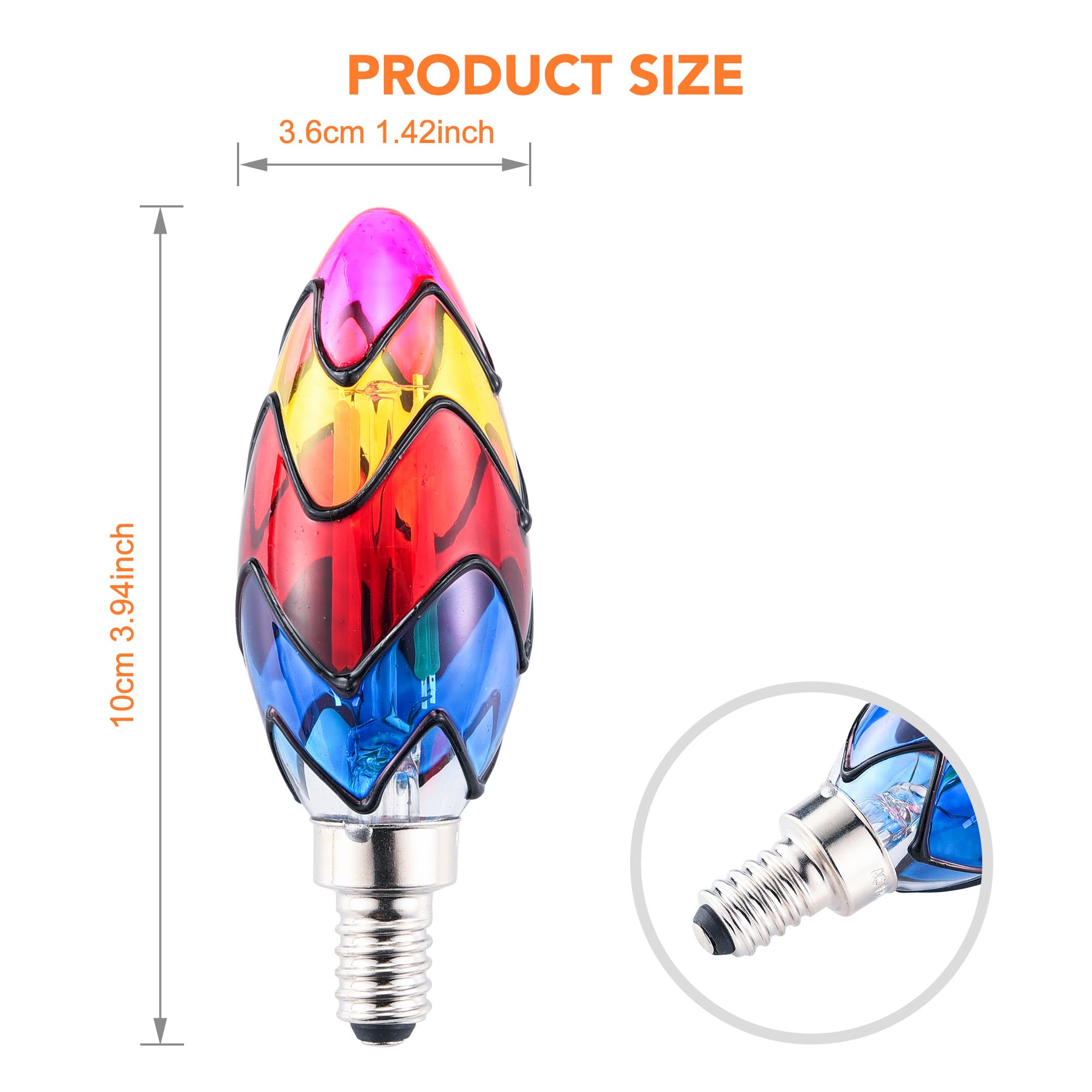 Kitmose 4 Pack Stained Glass Light Bulbs, LED Edison Light Bulb