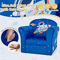 Vista 47 de Costzon Flyman - Sofá para niños, sillón con reposabrazos con patrón, muebles para niños pequeños con construcción de madera resistente, preescolar