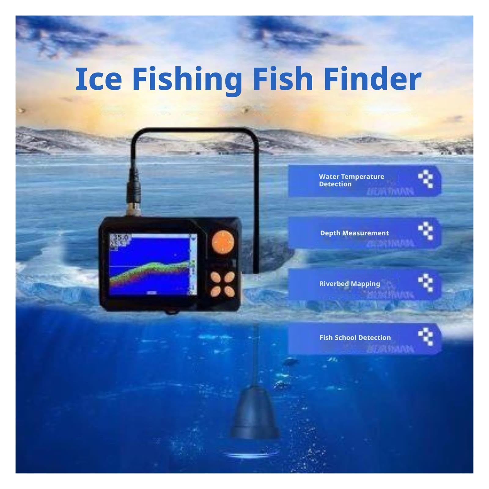 Ecoscandaglio per pesci con sonar a freddo estremo, profondità di 70 m, rilevamento intelligente delle dimensioni dei,Alta definizione