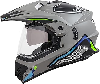 Steelbird Racer Off Road ISI Certified Motocross Double Visor Full Face Graphic Helmet Outer Clear Visor and Inner Silver Sun Shield