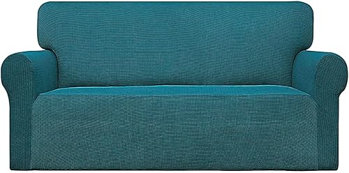 Home Must Haves Juego de 2 fundas para sofá y sofá biplaza, color verde azulado, elástico en 4 direcciones