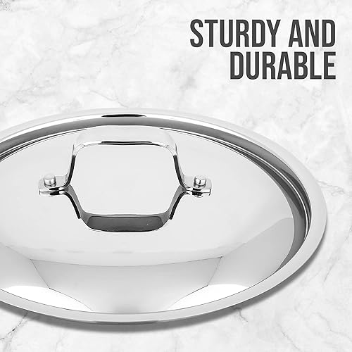 Miniatura 4 de Nutrichef Tapa de olla de acero inoxidable, resistente y duradera, resistente a las manchas, tapa de olla para saltear con asa, funciona con ollas y