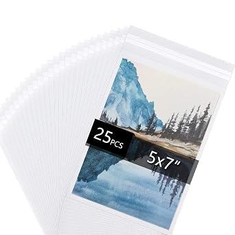 Falling in Art Acid Free 1.496mil Single Side Crystal Sealed Clear Bags for 5x7 Art Prints, Photos, 5 1/2 Inches by 7 5/9 Inches, 25-Pack