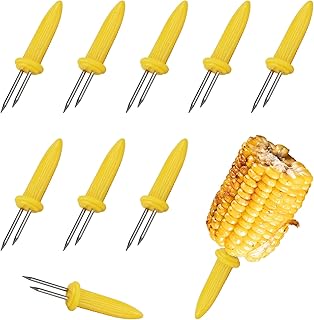 10Pcs BBQ Corn Skewers,Stainless Steel BBQ Skewers,Corn On The Cob Holders,Corn Grips Forks,Barbecue Tool,Sweetcorn Holder Fork,Corn Cob Sticks,for BBQ,Camping,Picnic,Summer Party