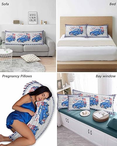 Miniatura 4 de Fundas de almohada bohemias de lunares azules tamaño King, fundas de almohada suaves de lujo decorativas para sofá sofá de cuerpo largo lumbar con