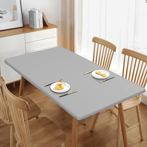 Miniatura 4 de MOOCOM Mantel rectangular, cubierta de borde elástico ajustable, manteles de decoración del hogar, cubiertas de derrames para comedor de interior,