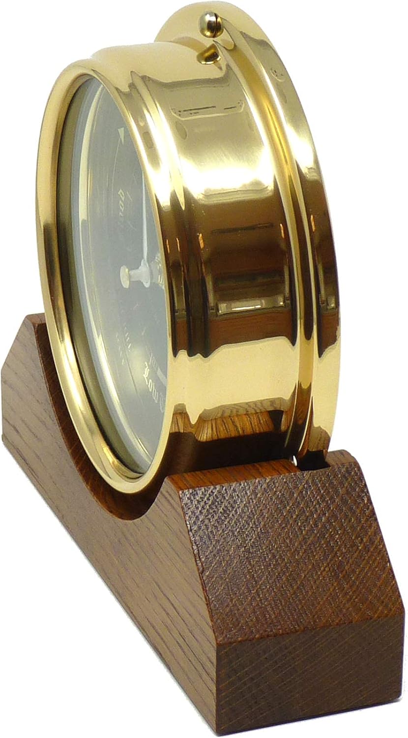 Handmade Prestige Tide Clock in Solid Brass on a Solid English Oak Mantel/Display Mount - Elegant Coastal Timepiece for Wall or Mantel