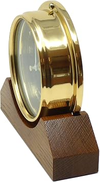 Handmade Prestige Tide Clock in Solid Brass on a Solid English Oak Mantel/Display Mount - Elegant Coastal Timepiece for Wall or Mantel