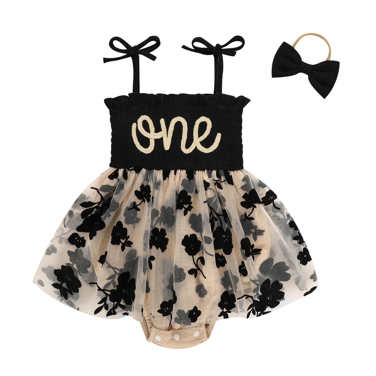 TITKKOP Baby Girl 1st Birthday Clothes One Year Old Tulle Romper Sleeveless Bodysuit Cake Smash Outfits