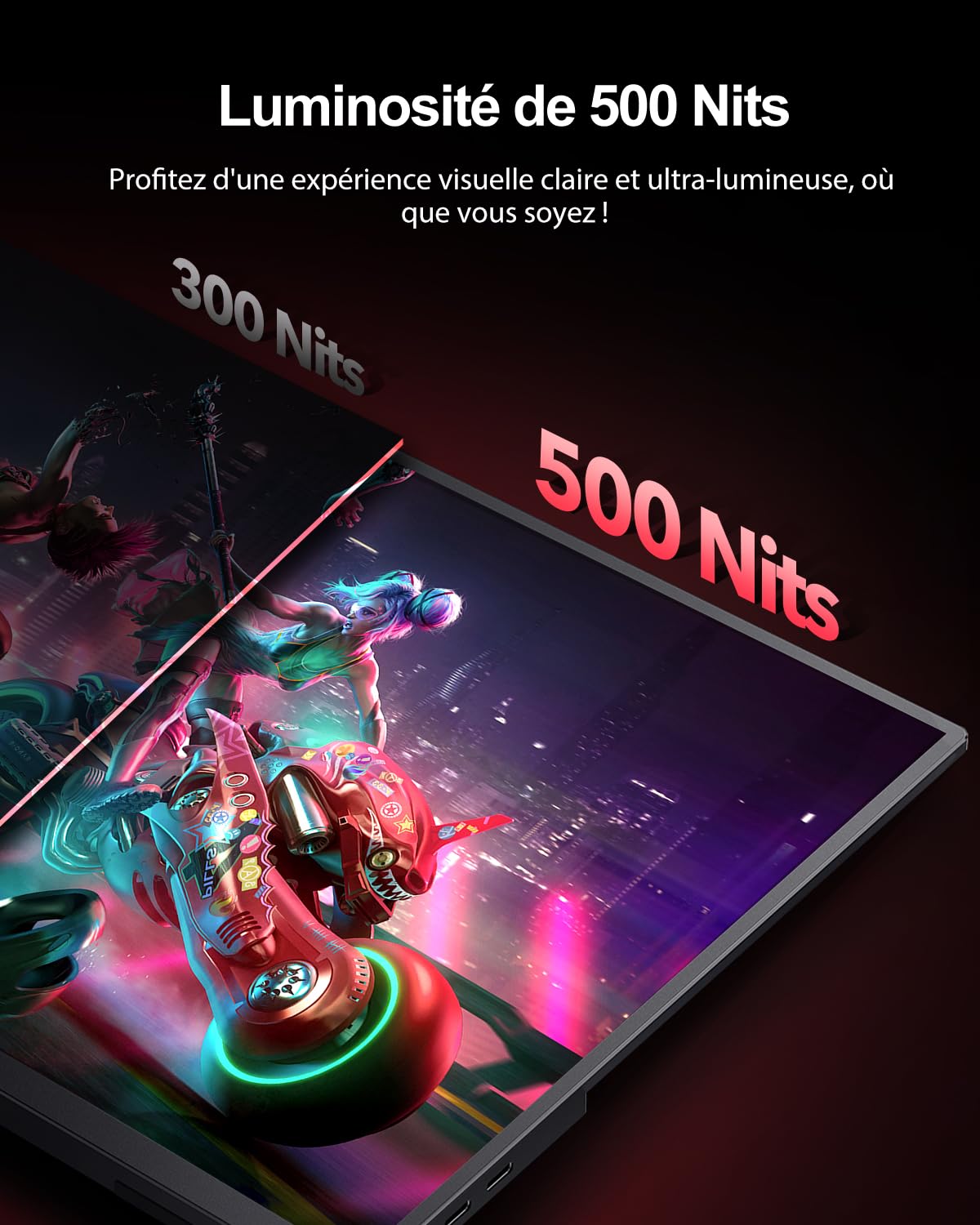 UPERFECT 16 Pouces 2K 144Hz QLED Ecran Portable, 150% sRGB 500 Nits 10 Bit