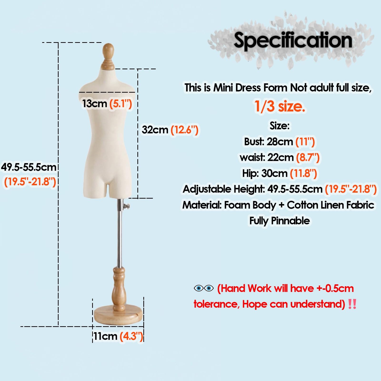 Amazon.com: Half Scale Dress Form 1/2 Miniature Sewing Half Size