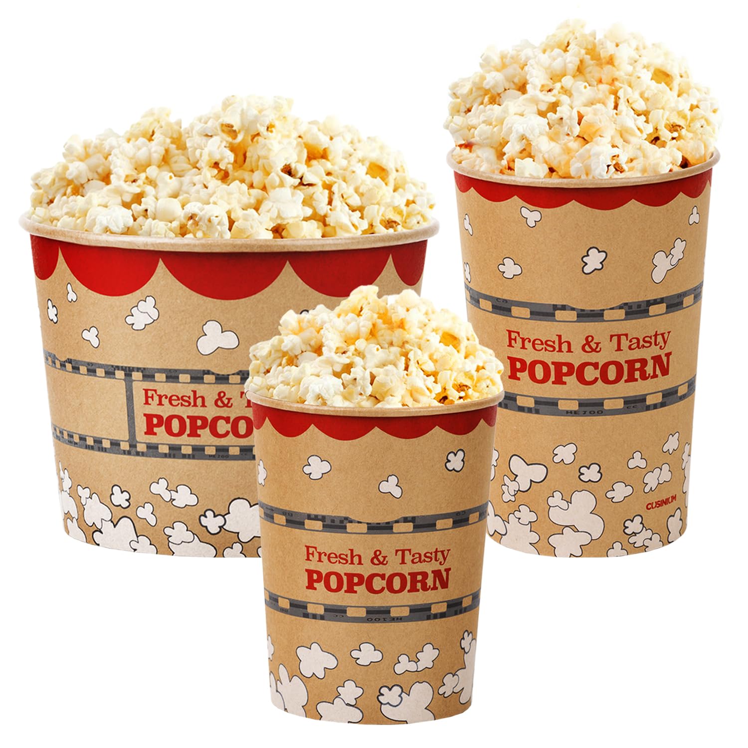 25-pcs 85 ounce + 50 pack of each (32 + 64 oz) Kraft Popcorn Buckets Bundle
