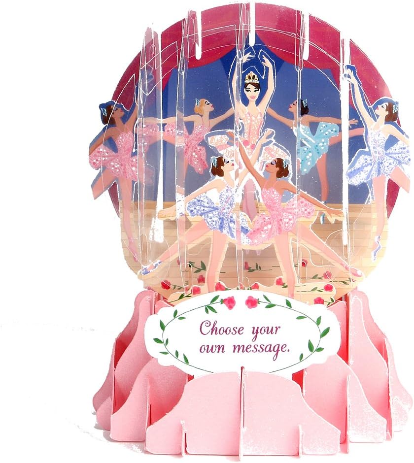 PopShot Ballerina Snow Globe Birthday Greeting Card 9 x 13 cm