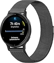 Mugust Bracelet for Garmin Vivoactive 5/3, Vivomove 3/HR/Luxe/Style, Forerunner 55/245/645 - Stainless Steel Mesh Metal Replacement Strap for Men and Women (Black)