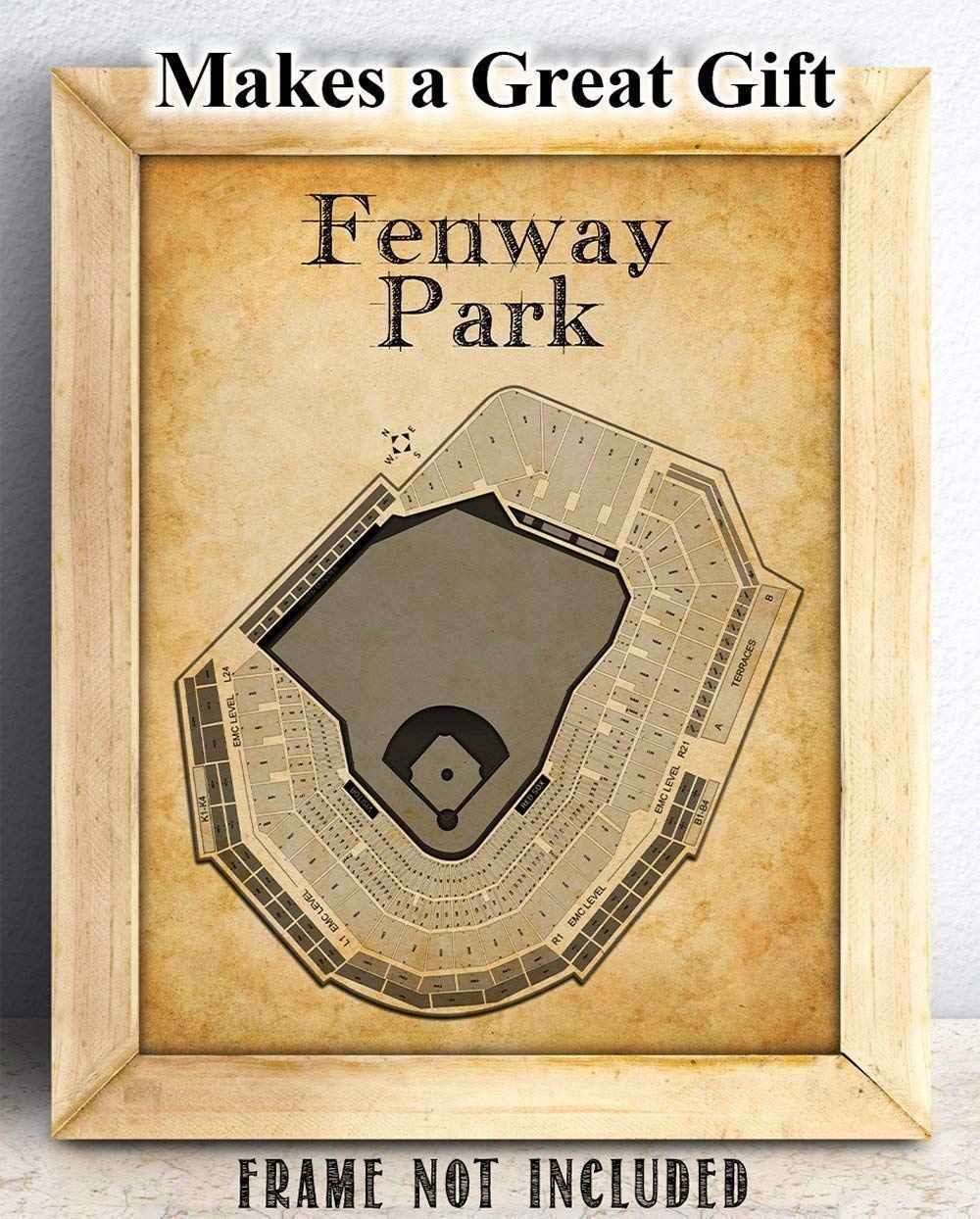Baseball Decor - Fenway Park of Boston Baseball Stadium Seating Chart - Baseball Wall Decor 11x14 Unframed Art Print - Great Baseball Room Decor & Gift, Baseball Poster Sports Vintage Decor
