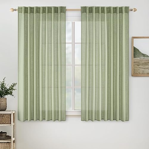 Vista 52 de MIULEE - Cortinas semitraslúcidas suaves y gruesas, textura de lino para dormitorio y sala de estar, para Navidad, con trabilla trasera y jareta, 84