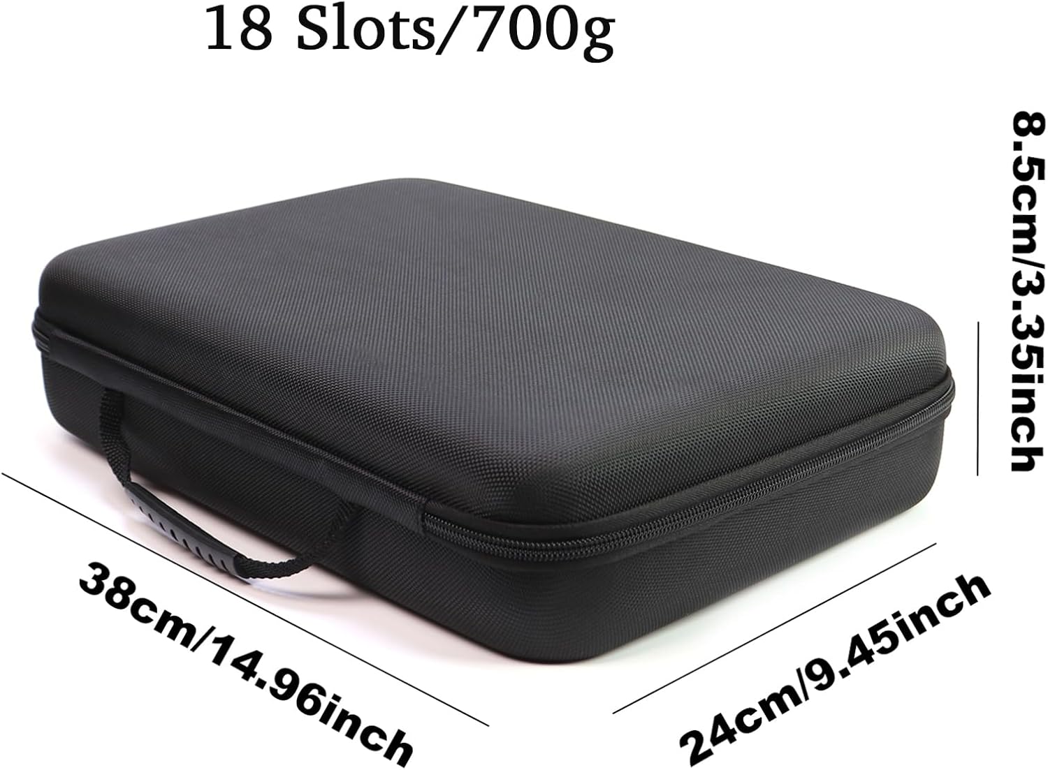 Juntan 18 Slots Hard Watch Travel Case, Portable Nylon Zipper Storage Organizer Box for Men Women with Soft Compressible Foam Pillow Black