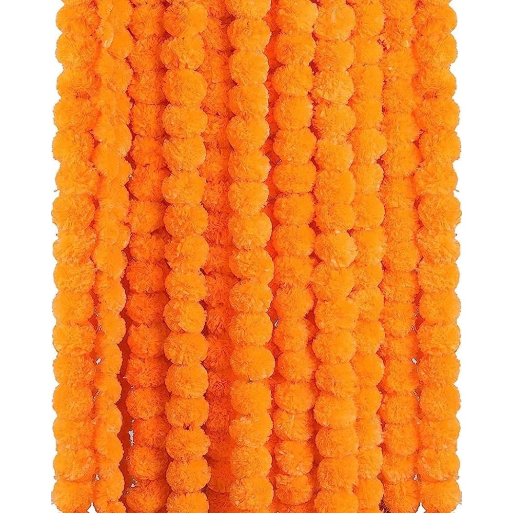 Se7en® Artificial Marigold Fluffy Flowers Garlands for Festive Pooja Wedding Housewarming Diwali Decorations Festival Events Home Table Bedroom Pooja Room, Approx 5 Feet (Orange, Pack of 5) (B0CLVL8S9K) Amazon Price History, Amazon Price Tracker